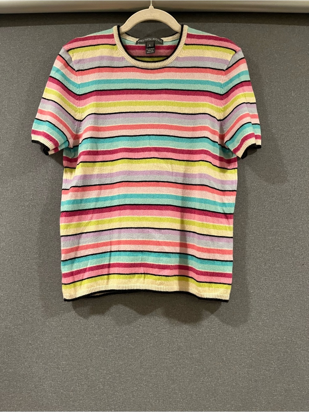 Women’s Short-Sleeve Multi-Stripe Knit Tee - Pink Multi